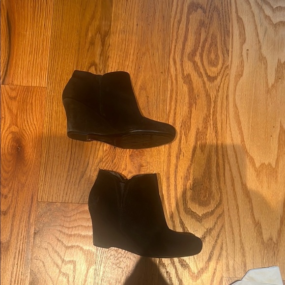 Bjorn Black Ankle Boots Wedge Heel - Picture 3 of 4